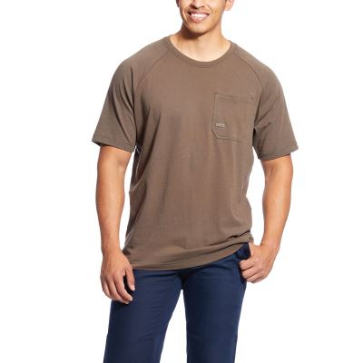 Ariat Rebar Cotton Strong - T Shirts Khaki Heren - 27161-313